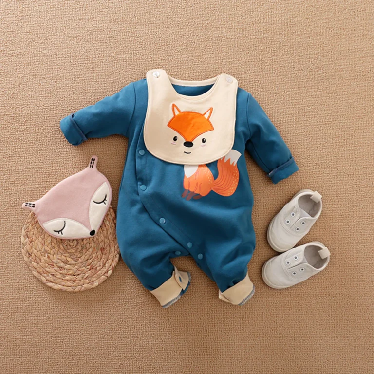 Fox Long Sleeve Romper With Bib