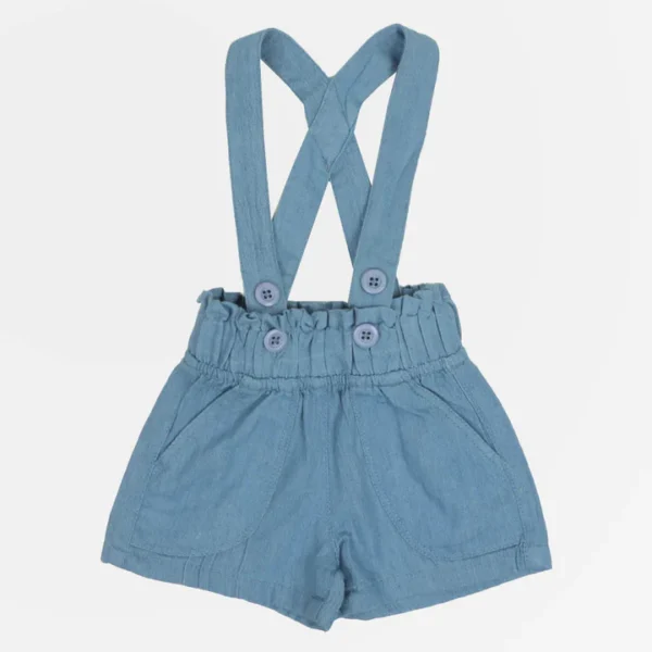 Girls Short Denid Dungaree Ice Blue